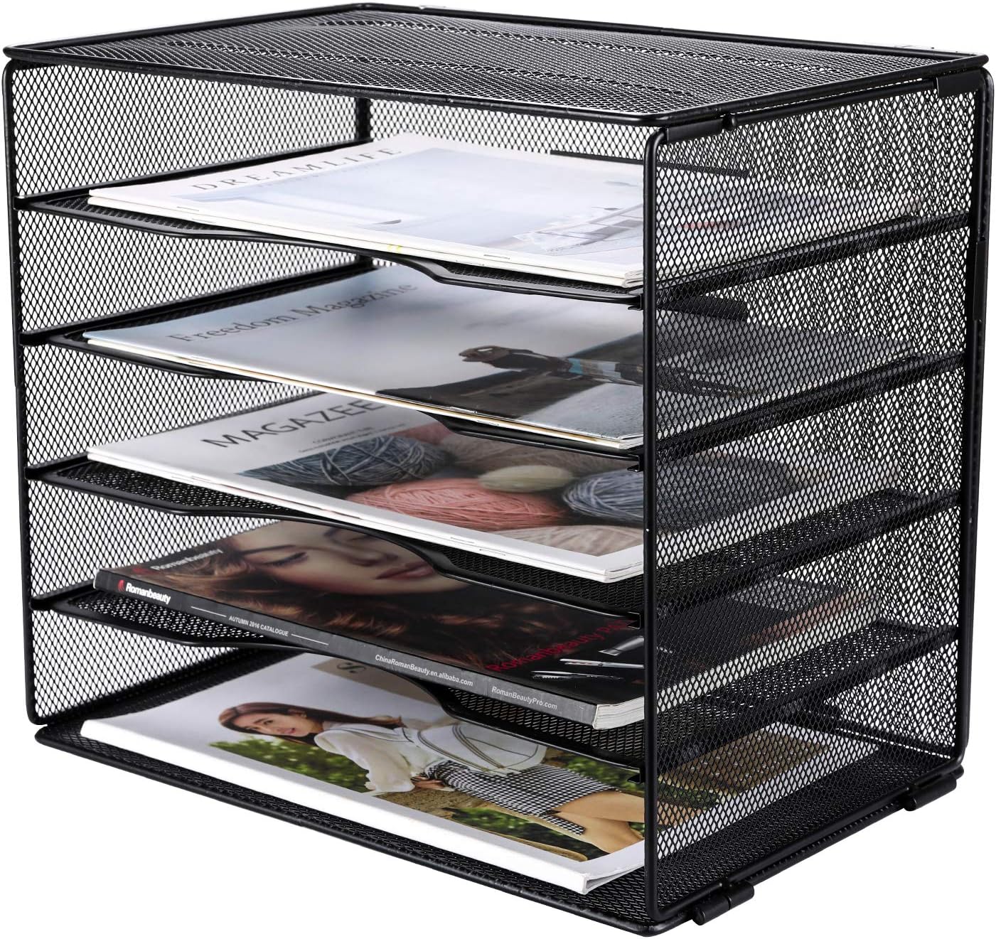 EasyPAG Desk Organizers and Accessories 5 Slot Desktop File Organizer Letter Sorter Literature Paper Tray | Screws Free Design,Black - Image 2